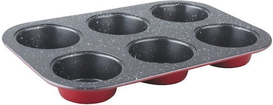 Elekom Formă de Patiserie pentru Cupcakes/Muffins din Aluminiu 6 Locuri 26.5x17.5x3buc 1buc