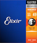 Elixir Set Vernickelter Stahl Saiten für E-Gitarre Nanoweb 11 - 49" 12102