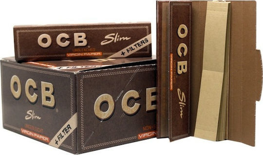 Ocb Virgin King Size Slim Χαρτάκια Στριφτού Τσιγάρου King Size Slim με Τζιβάνες 32 φύλλα 32τμχ