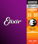 Elixir Set 80/20 Bronz de Corzi pentru Chitară acustică Nanoweb 11 - 52" 11027