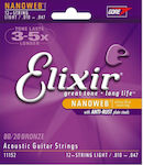 Elixir Set of 80/20 Bronze Strings for Acoustic Guitar Nanoweb 10 - 47"