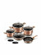 Berlinger Haus Metallic Line Cookware Set of Aluminum with Stone Coating Rose Gold Collection 11pcs