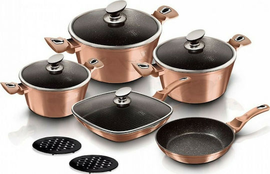 Berlinger Haus Metallic Line Kochgeschirr-Set aus Aluminium Rose Gold Collection mit Steinbeschichtung 5 Teile
