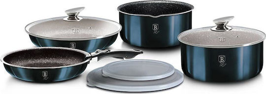 Berlinger Haus Metallic Line Σετ Μαγειρικά Σκεύη από Αλουμίνιο Aquamarine Collection με Επίστρωση από Πέτρα 4 Σκευών
