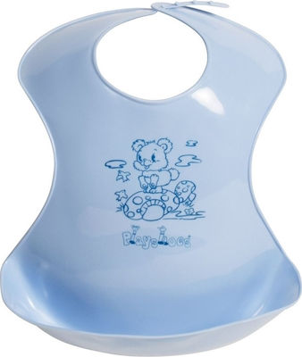 Playshoes Waterproof Bib Plastic with Button & Pocket Light Blue