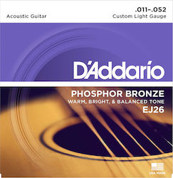 Daddario Πλήρες Σετ Phosphor Bronze Χορδών για Ακουστική Κιθάρα Acoustic Custom Light 11 - 52"