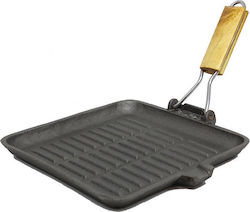 Baking Plate with Cast Iron Grill Surface 24x24x2cm