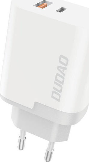 Dudao Charger Without Cable with USB-A Port and USB-C Port 22.5W Quick Charge 3.0 Whites (A6XSEU)