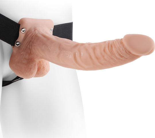 Pipedream Fetish Fantasy Series Hollow Strap-On with Balls Harness με Dildo 23cm στο χρώμα του δέρματος