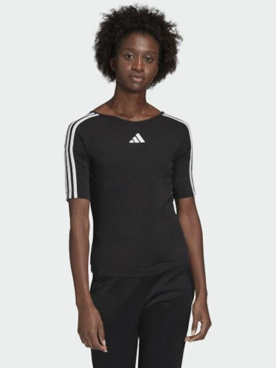 Adidas Open Back 3-Stripes Women's Athletic T-shirt Black