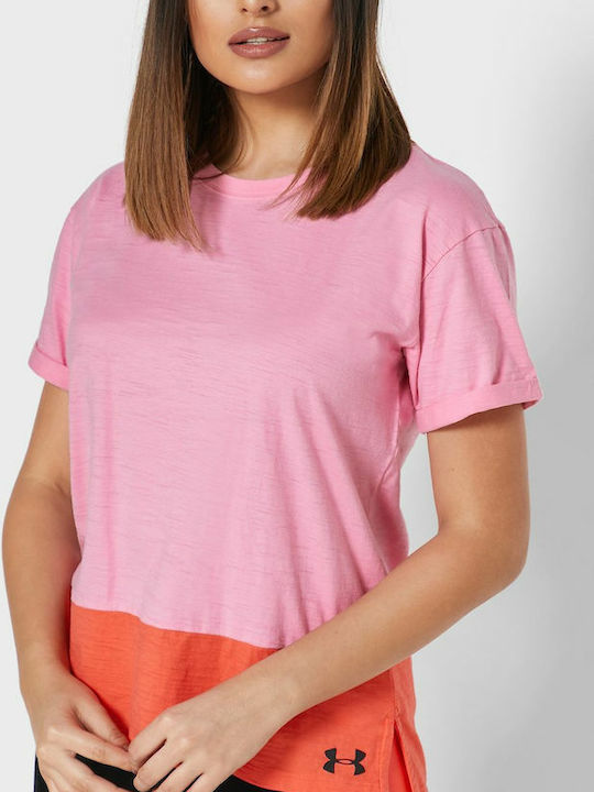 Under Armour Charged Αθλητικό Γυναικείο T-shirt Ροζ