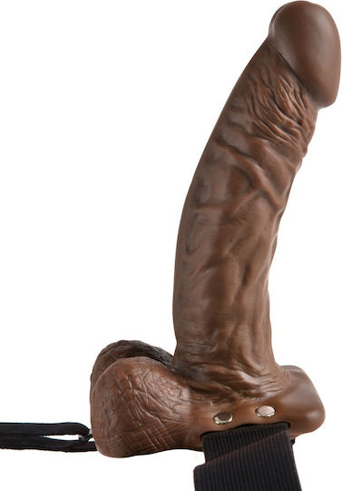 Pipedream Fetish Fantasy Series Hollow Strap-On with Balls Harness with Dildo 18cm in Brown Color