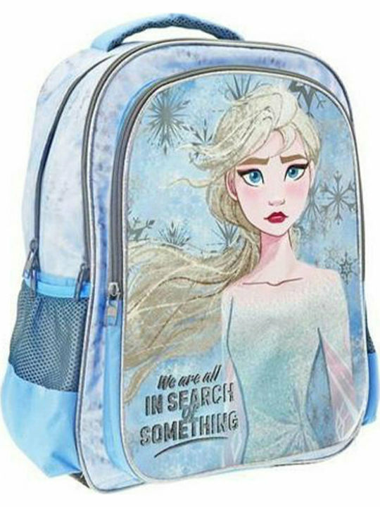 Diakakis Frozen 2 School Bag Backpack Elementary, Elementary Light Blue with Water bottle holder