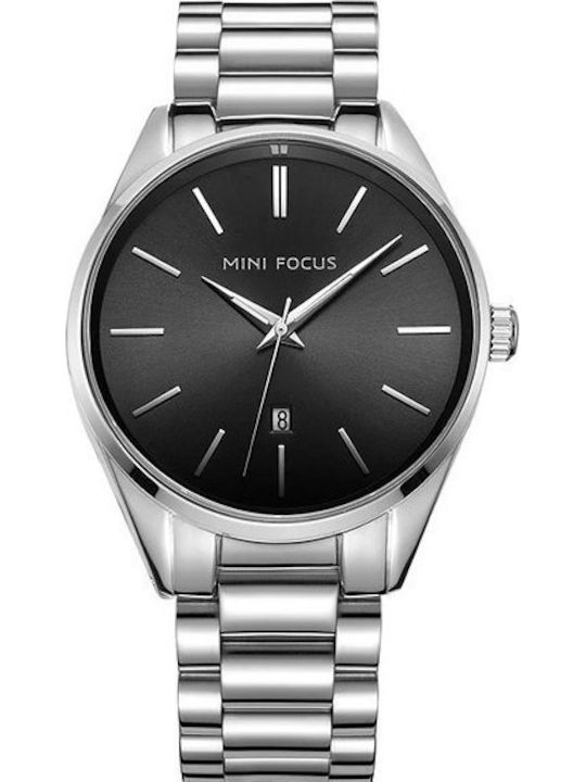 Mini Focus Men's Watch 46mm Battery with Silver Metal Bracelet
