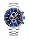 Mini Focus Men's Watch 48mm Battery with Silver Metal Bracelet