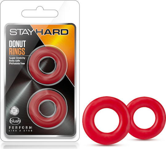 Blush Stay Hard Donut Rings Set Cock Rings Schwanz Rot 2Stück