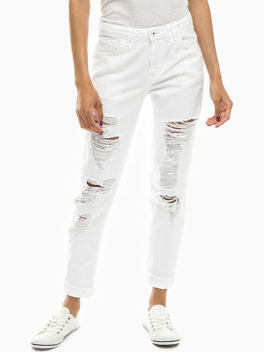 Pepe Jeans Heidi High Waist Women's Jeans with Rips in Regular Fit White