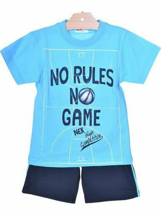 Nek Kids Wear Παιδικό Σετ με Σορτς Καλοκαιρινό 2τμχ Γαλάζιο