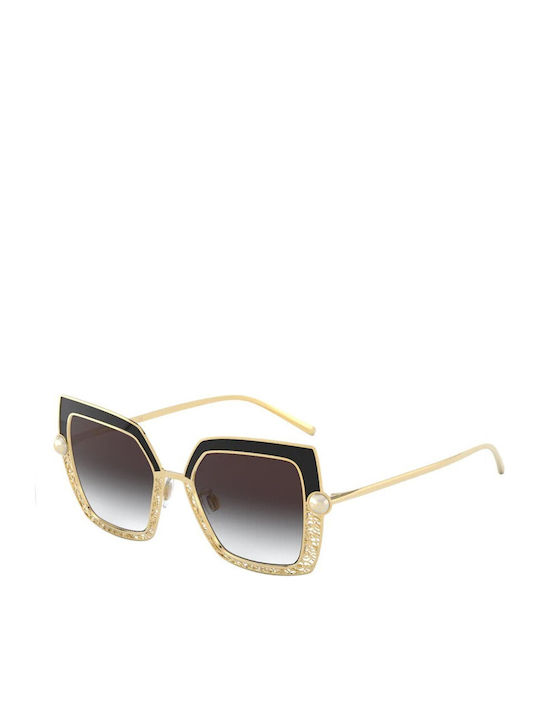 Dolce & Gabbana Filigre & Pearls Γυναικεία Γυαλιά Ηλίου με Μαύρο Μεταλλικό Σκελετό και Καφέ Ντεγκραντέ Φακό DG2251H 1334/8G
