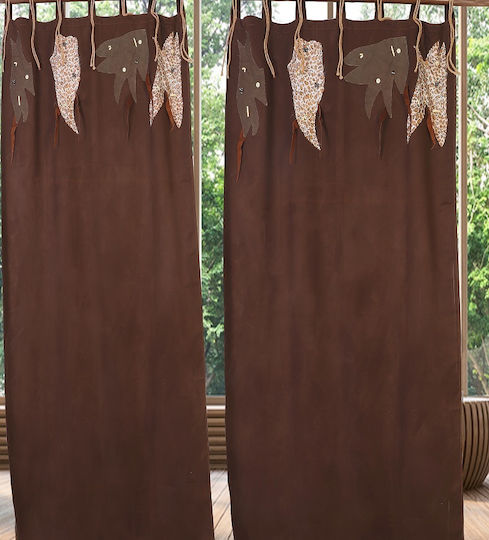 Mc Decor Tiger Brown Curtain with Tab Top 110x260cm