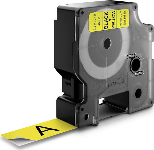 Dymo Label Maker Tape 7m x 19mm in Yellow Colour Compatible with Dymo D1 Dymo Rhino/IND
