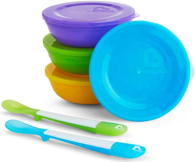 Munchkin Feeding Set Love A Bowls made of Plastic with Non-Slip Base Multicolour 10pcs for 4+ months