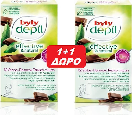 Byly Depil Effective & Natural Wax Strips for Face Chocolate 24pcs