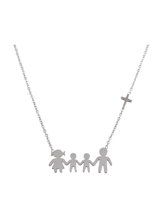 Women's necklace family steel necklace silver