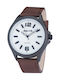 3Guys Watch Battery with Brown Leather Strap 3G89002