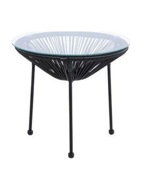 Garten- und Terrassentisch für kleine Außenräume Metall mit Glase Oberflächenmaterial Ganymede Schwarz 50x50x50cm