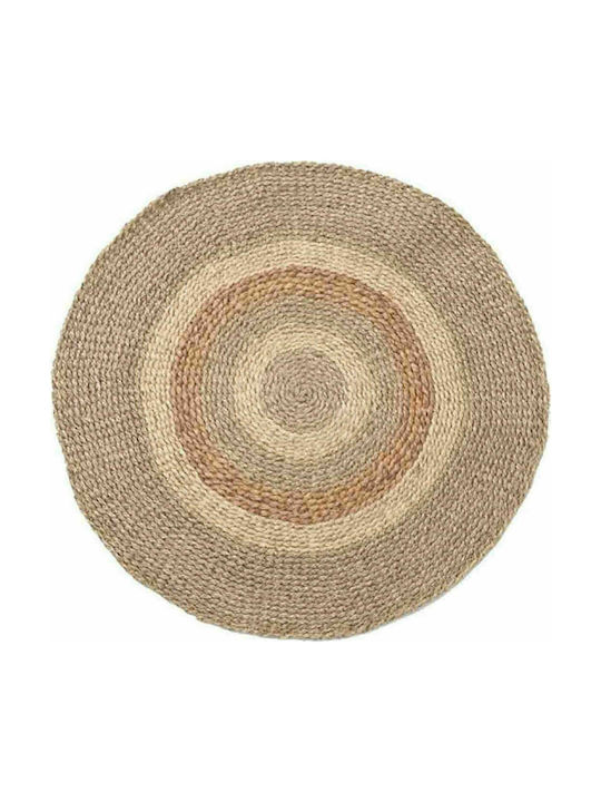 Soulworks Agam Teppich Rund Sommer aus Jute Beige