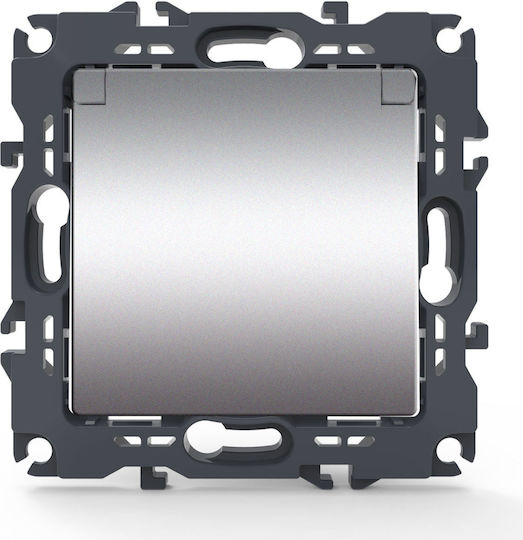 Aca Prime Single Walled Power Socket with Lid Matte Aluminium
