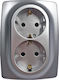 Aca Prime Double Walled Power Socket Matte Aluminium