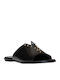 Envie Shoes Leather Women's Flat Sandals in Black Color