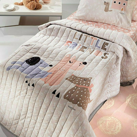 Saint Clair Pătură Pentru Copii Single Puppy Roz 160x220 cm