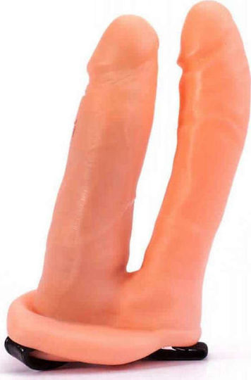 Lovetoy Unisex Hollow Strap On Harness με Διπλό Dildo στο χρώμα του δέρματος