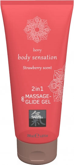HOT Shiatsu Body Sensation 2in1 Massage & Glide Gel Λιπαντικό Gel Strawberry 200ml