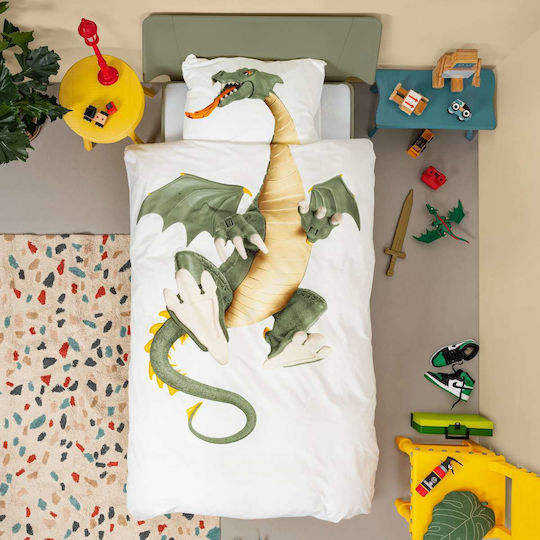 Snurk Dragon Kids Duvet Cover Single Green 140x200cm