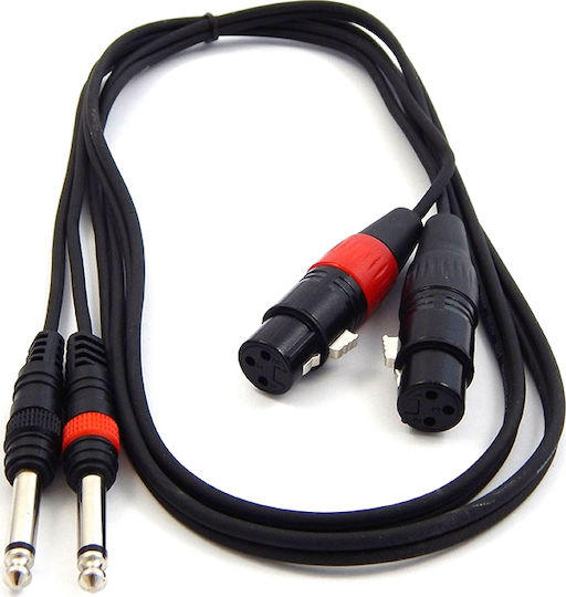 Bridge Cable Cable 2 x XLR Male - 2 x 6.3mm Male Black 1.5m TPC-023