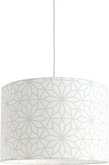 Veis Kids Fabric Single Ceiling Light E27 Hesperis Geometric Floral Mint 60W 35x24cm