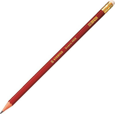 Stabilo Swano 4906 Pencil HB with Eraser Red