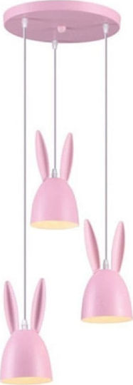 Aca Kaninchen Kronleuchter Kinderdeckenleuchte Deckenleuchte 40W mit Fassung E27 Rosa 12x24cm