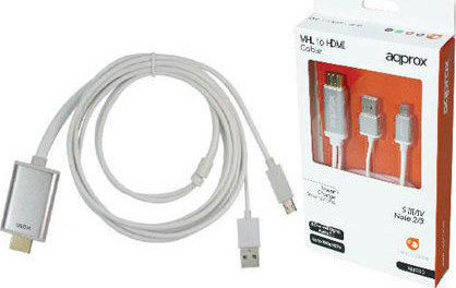 Approx Cable HDMI male - MHL 1.8m Λευκό