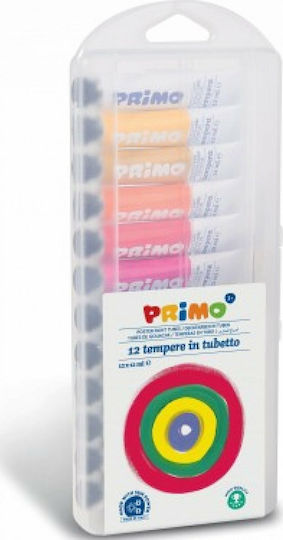 Primo Tempera Colour Paint Tube 12ml Multicolour 12pcs