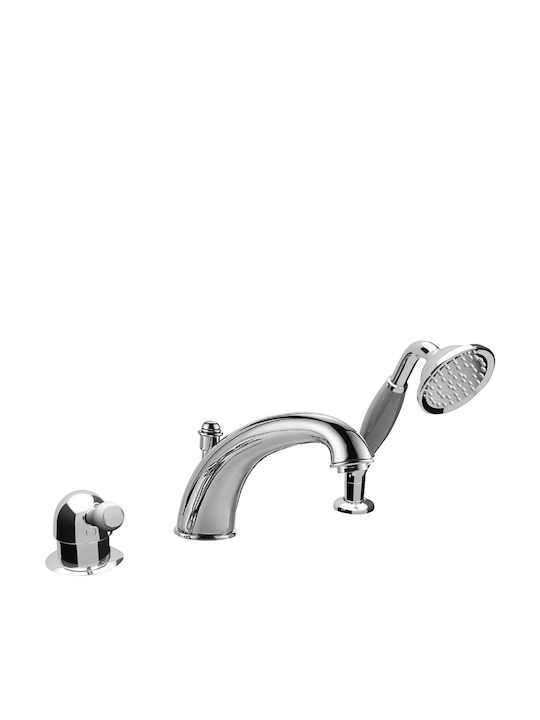 Ottone Meloda Mixing Bathtub Shower Faucet Complete Set Silver
