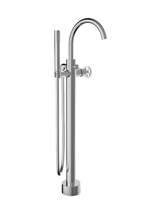 Ottone Meloda Bath solutions Mixing Bathtub Shower Faucet Complete Set Silver