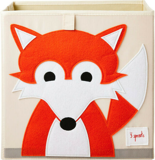 3 Sprouts Cutie de Depozitare Jucării Pliabilă pentru Copii din Țesătură Fox Portocaliu 33x33x33cm 1buc