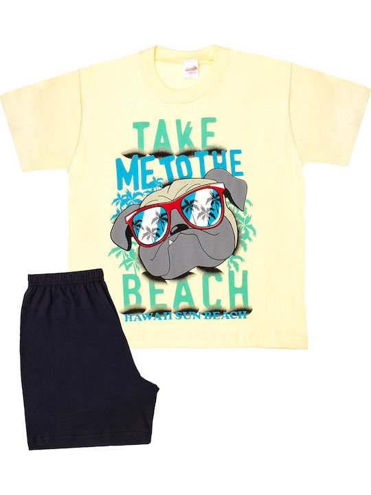 Minerva Kids' Pajamas Summer Yellow Bulldog