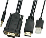 Powertech Cable HDMI male - VGA male 5m Μαύρο