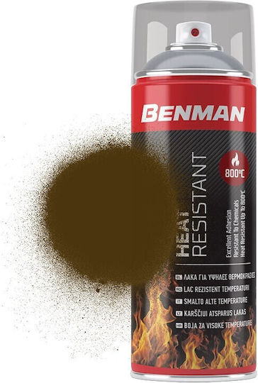 Benman Σπρέι Βαφής Heat Resistant Lacquer 800‎°C Υψηλής Θερμοκρασίας με Ματ Εφέ Καφέ Καφέ 400ml